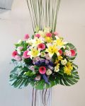 百合太陽花優雅花籃-標準籃